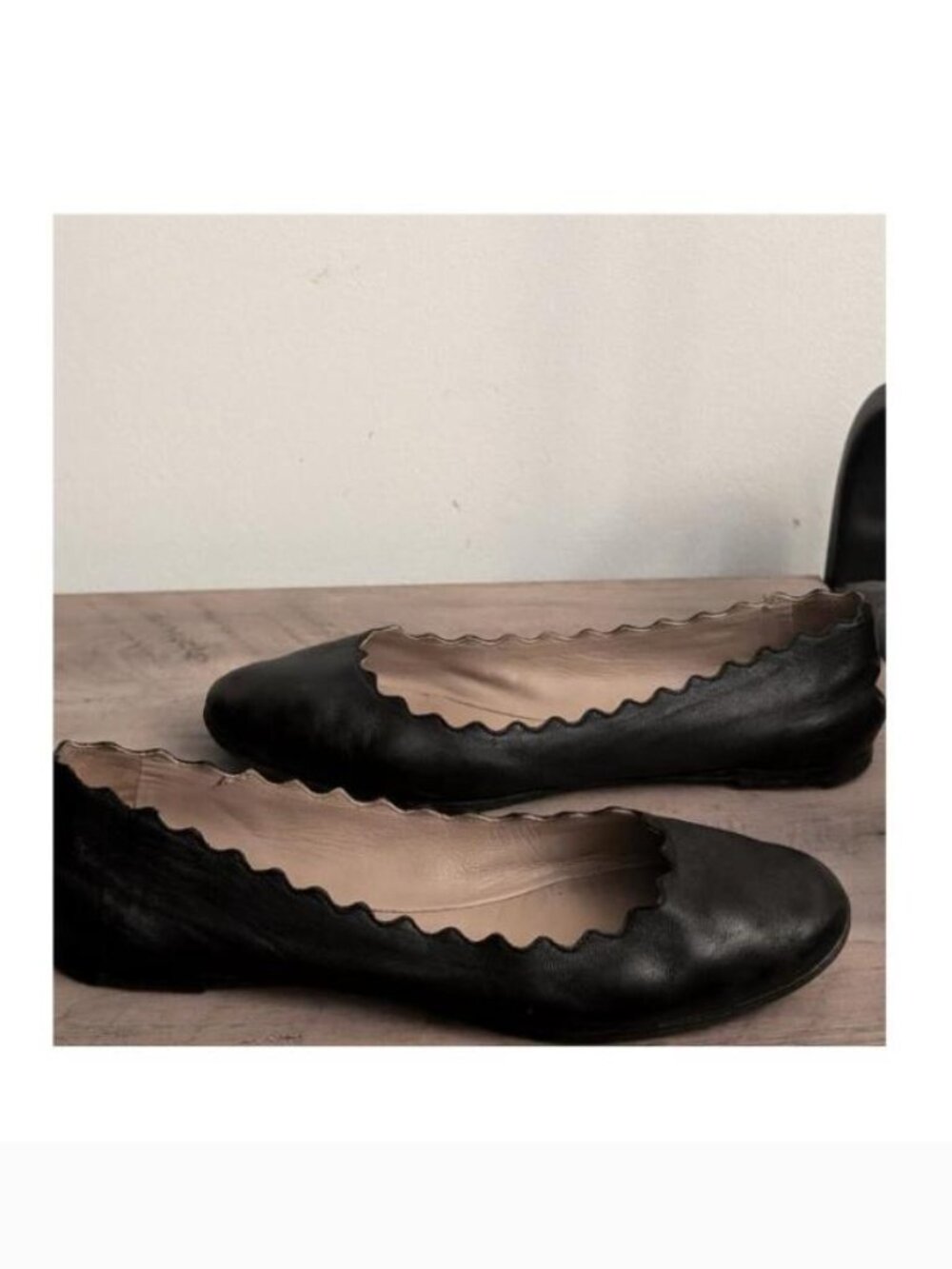 Chloé Lauren Scalloped Leather Ballet Flats EU 36.5